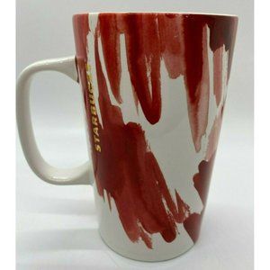 Starbucks 16oz Mug 2014 Red White Ceramic Gold Seal